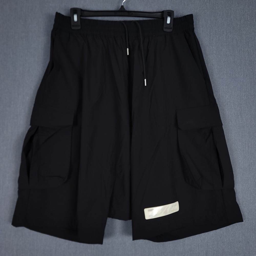 ROARINGWILD Cargo Shorts Mens Large Black Nylon Drop Crotch Streetwear ORW211649